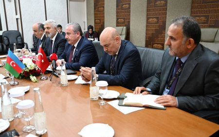  Milli Məclisin sədri Sahibə Qafarova Türkiyə Böyük Millət Məclisinin sədri Mustafa Şəntop ilə görüşüb