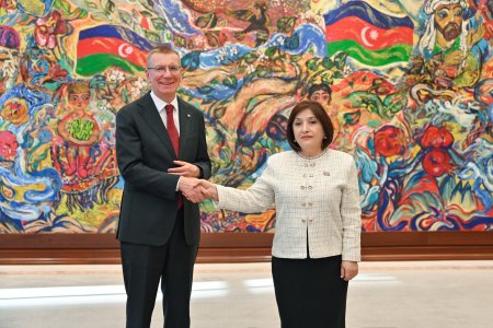Milli Məclisin sədri Sahibə Qafarova Latviya Respublikasının Prezidenti Edqars Rinkeviçs ilə görüşüb