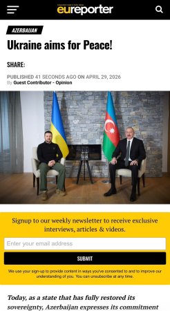 Deputat Məzahir Əfəndiyevin Avropa mətbuatında məqaləsi dərc olunub