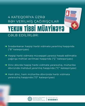 Çağırışçıların yekun tibbi müayinələri hansı kateqoriyalar üzrə aparılır?