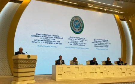 Əhliman Əmiraslanov Türkmənistanda beynəlxalq konfransda iştirak edir